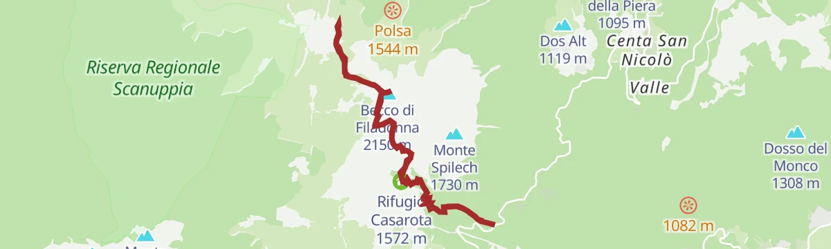 Route map: At Becco di Filadonna and the Madonnina bivouac